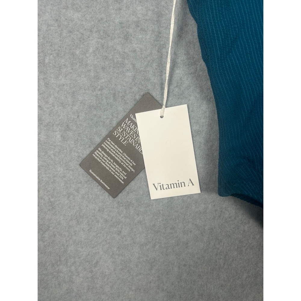 Vitamin A Reese One Piece Swimsuit EcoRib Scoop Back Teal High Cut Size M NWT - Picture 3 of 5